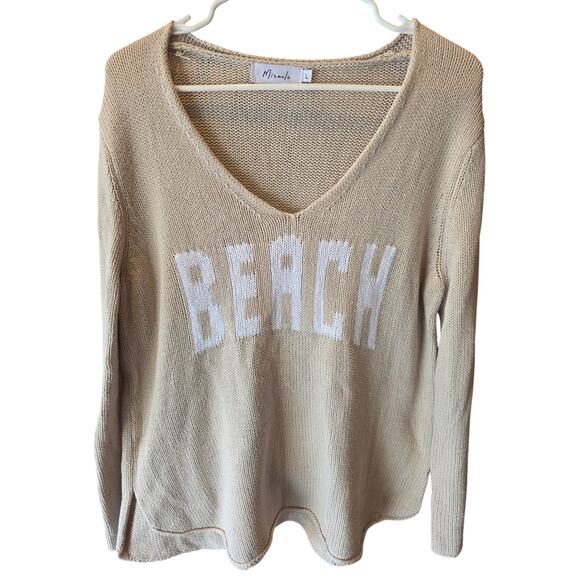 Miracle Knit Sweater L Womens Beach Long Sleeve V Neck Coastal Cottage Core - Picture 1 of 5